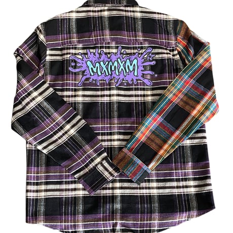 MxMxM チグハグ NEL SHIRT / PURPLE