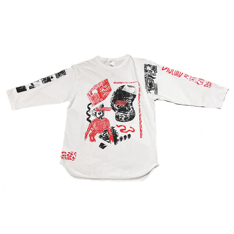 【PRIMITIVE MENTAL LANDSCAPE】MULTI PRINT 3/4 S BASEBALL T-SHIRT