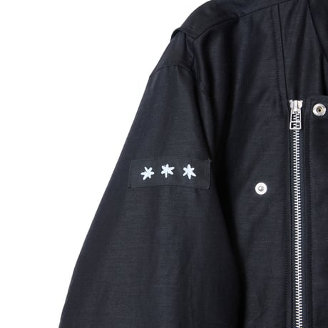 COTTON LINEN RIDERS JACKET / black