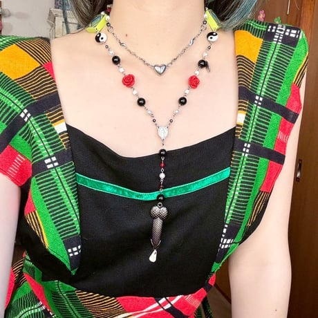 rosary Ochinpo necklace /2way (Yin Yan Rose)