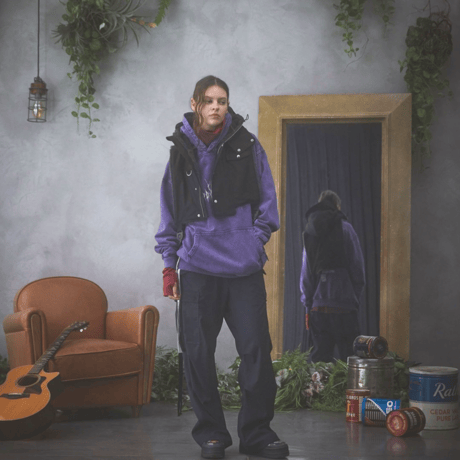"TP" WASHED HOODIE / purple