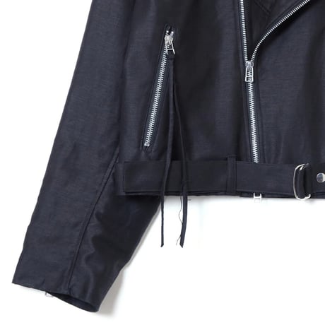 COTTON LINEN RIDERS JACKET / black