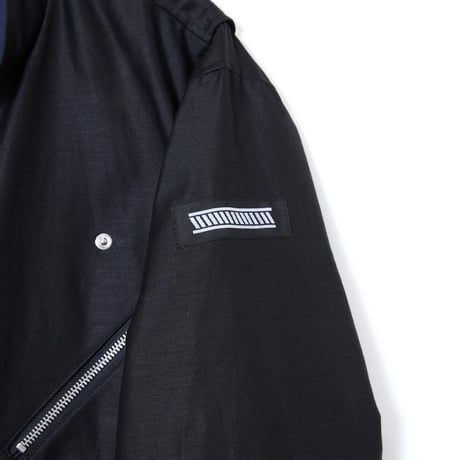 COTTON LINEN RIDERS JACKET / black
