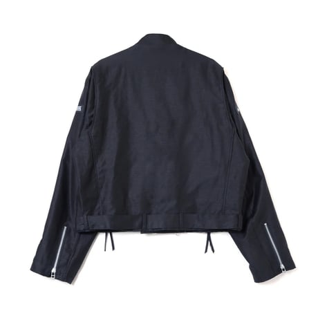 COTTON LINEN RIDERS JACKET / black