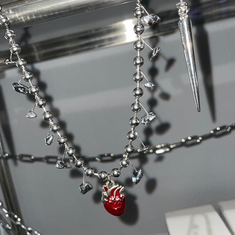 Heart pendant necklace / Ball chain