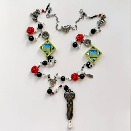 rosary Ochinpo necklace /2way (Yin Yan Rose)