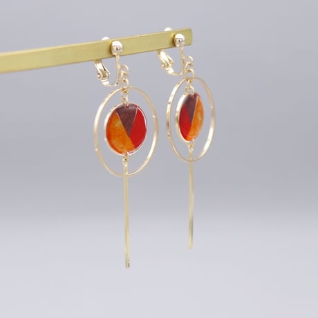 丸とフープ＊美濃和紙のイヤリング/ピアス＊オレンジ