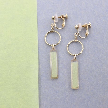 フープとスティック【美濃和紙のイヤリング/ピアス】黄色