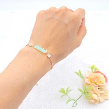 美濃和紙のブレスレット＊楕円＊ターコイズブルー