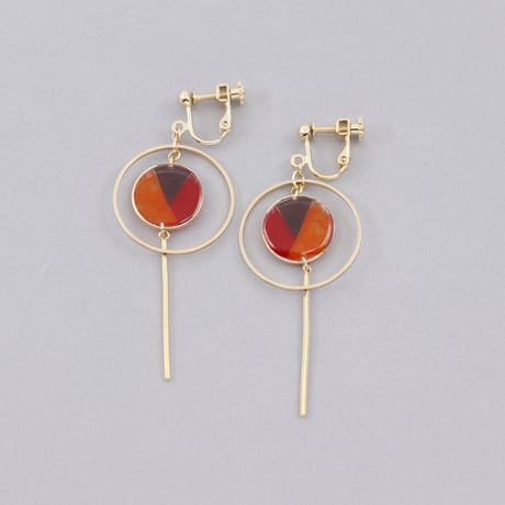丸とフープ＊美濃和紙のイヤリング/ピアス＊オレンジ