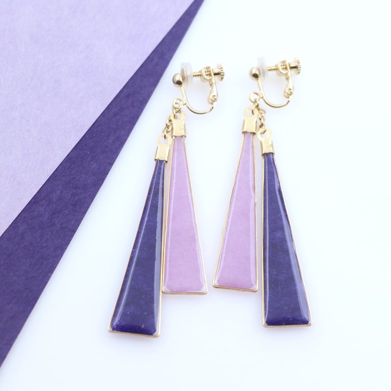 短冊＊美濃和紙のイヤリング/ピアス＊藤×深紫 | マッチュルーム