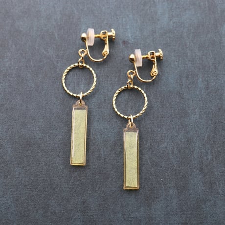 フープとスティック【美濃和紙のイヤリング/ピアス】黄色