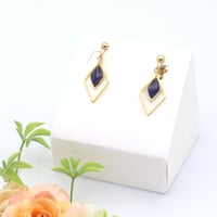 ダイヤ-ダイヤフープ＊美濃和紙のイヤリング/ピアス＊深紫