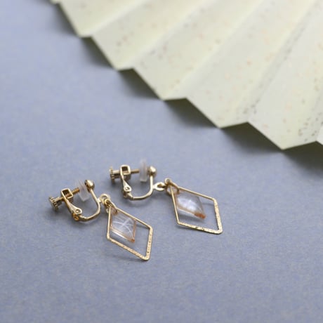 美濃和紙のイヤリング/ピアス＊ダイヤ＊ダイヤフープ/小倉紙