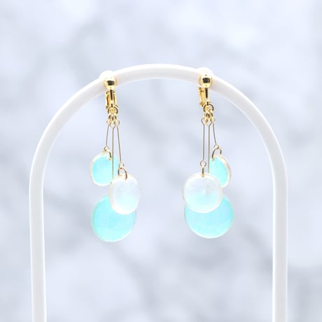バブル【美濃和紙のイヤリング/ピアス】ターコイズブルー