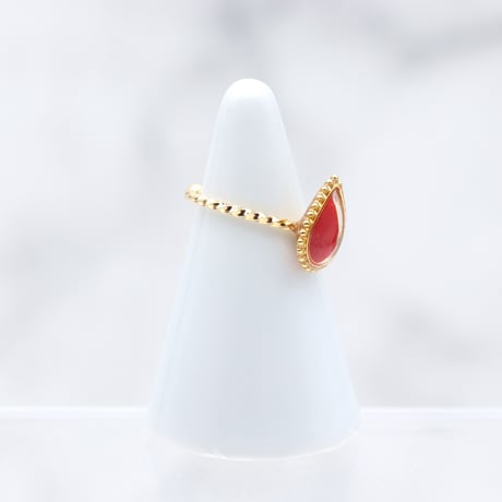 雫【美濃和紙の指輪】赤｜color:gold