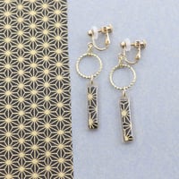フープとスティック【美濃和紙のイヤリング/ピアス】麻の葉