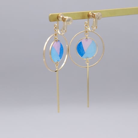 丸・丸フープ＊美濃和紙のイヤリング/ピアス＊青