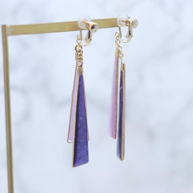 短冊＊美濃和紙のイヤリング/ピアス＊藤×深紫 | マッチュルーム