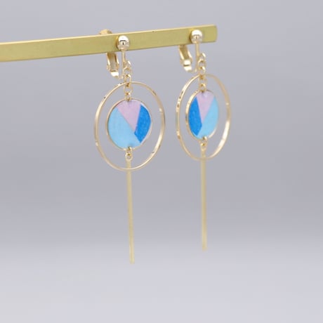 丸・丸フープ＊美濃和紙のイヤリング/ピアス＊青