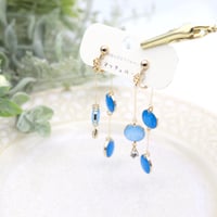 揺れる水玉【美濃和紙のイヤリング/ピアス】青×水色