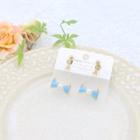 小さなリボン＊美濃和紙のイヤリング/ピアス＊水色