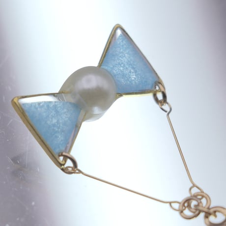 小さなリボン＊美濃和紙のイヤリング/ピアス＊水色