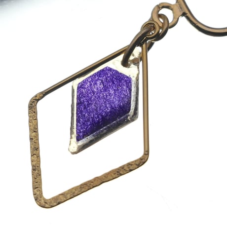 ひし形フープ｜美濃和紙のイヤリング・ピアス｜上品な和モダンスタイル｜深紫