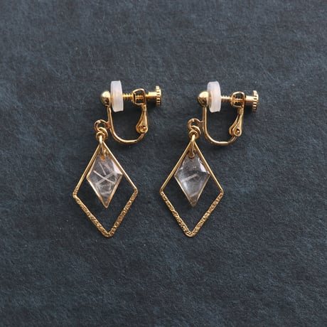 美濃和紙のイヤリング/ピアス＊ダイヤ＊ダイヤフープ/小倉紙