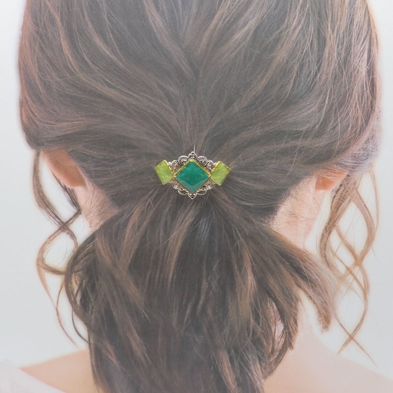 美濃和紙のポニーフック＊ひし形＊緑×黄緑 | マッチュルーム