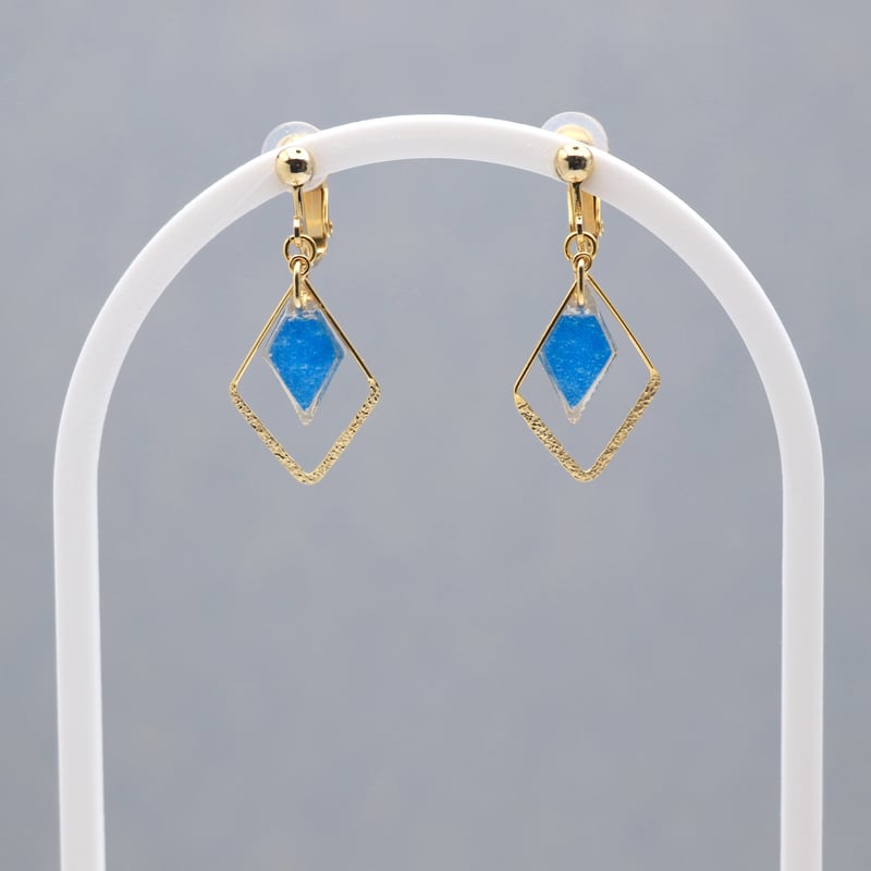 ひし形フープ｜美濃和紙のイヤリング・ピアス｜上品な和モダンスタイル