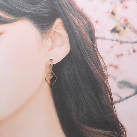 美濃和紙のイヤリング/ピアス＊ダイヤ＊ダイヤフープ/小倉紙