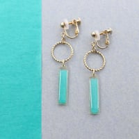 フープとスティック【美濃和紙のイヤリング/ピアス】緑