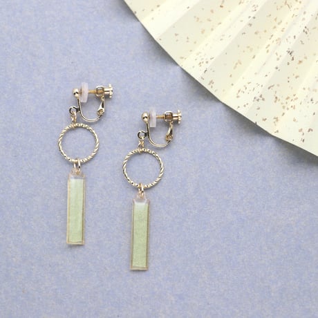 フープとスティック【美濃和紙のイヤリング/ピアス】黄色