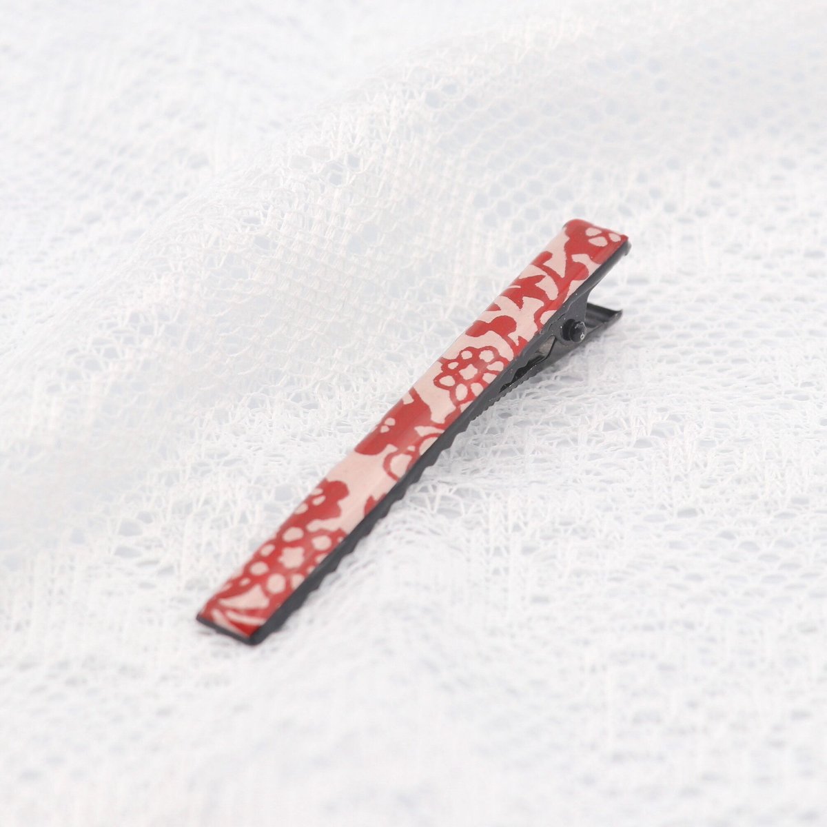 和紙のヘアクリップ＊和柄＊赤-花柄 | マッチュルーム 