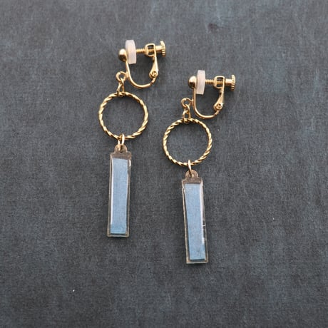 フープとスティック【美濃和紙のイヤリング/ピアス】水色