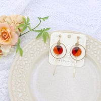 丸とフープ＊美濃和紙のイヤリング/ピアス＊オレンジ