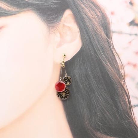 美濃和紙のバブルイヤリング・ピアス｜軽やかな和モダンスタイル｜麻の葉