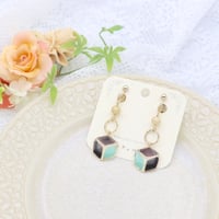 キューブ風＊美濃和紙のイヤリング/ピアス＊チョコミント