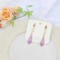 キラッと輝く変形ひし形＊美濃和紙のイヤリング/ピアス＊藤