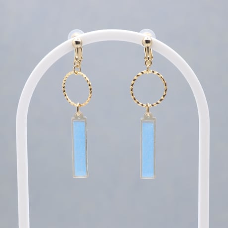 フープとスティック【美濃和紙のイヤリング/ピアス】水色