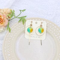 丸・丸フープ＊美濃和紙のイヤリング/ピアス＊緑