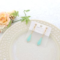 キラッと輝く変形ひし形＊美濃和紙のイヤリング/ピアス＊ターコイズブルー