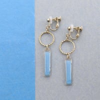 フープとスティック【美濃和紙のイヤリング/ピアス】水色