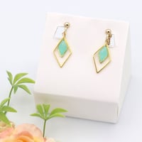和紙のイヤリング/ピアス＊ダイヤ＊ダイヤフープ/ターコイズブルー