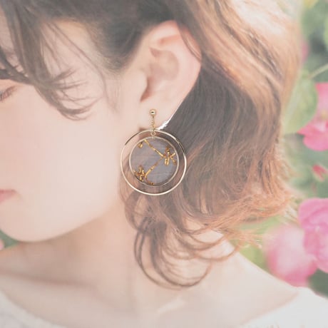 大きめ丸とフープ＊美濃和紙のイヤリング/ピアス