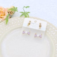 小さなリボン＊美濃和紙のイヤリング/ピアス＊藤色
