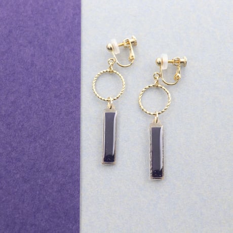 フープとスティック【美濃和紙のイヤリング/ピアス】深紫