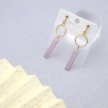 フープとスティック【美濃和紙のイヤリング/ピアス】藤色