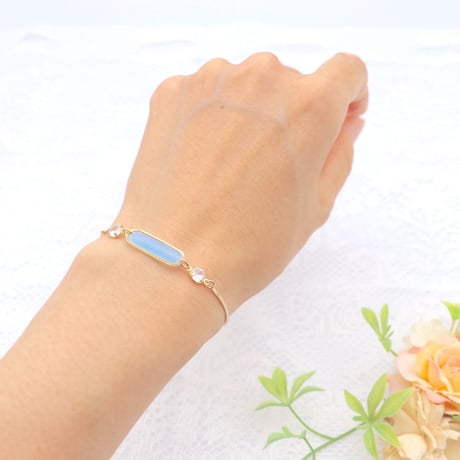 美濃和紙のブレスレット＊楕円＊水色